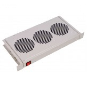 Блок вентиляторный 1U 2 вент. с механич. термостатом серый (RAL 7035), SFAN01-2TR-GY