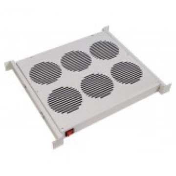 Блок вентиляторный 1U 6 вент. с электронным термостатом серый (RAL 7035), SFAN01-6TE-GY