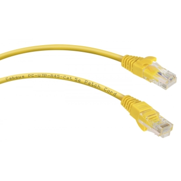 Патч-корд UTP, неэкранированный, категория 5e, 1.5м, желтый, PVC, Cabeus, PC-UTP-RJ45-Cat.5e-1.5m-YL